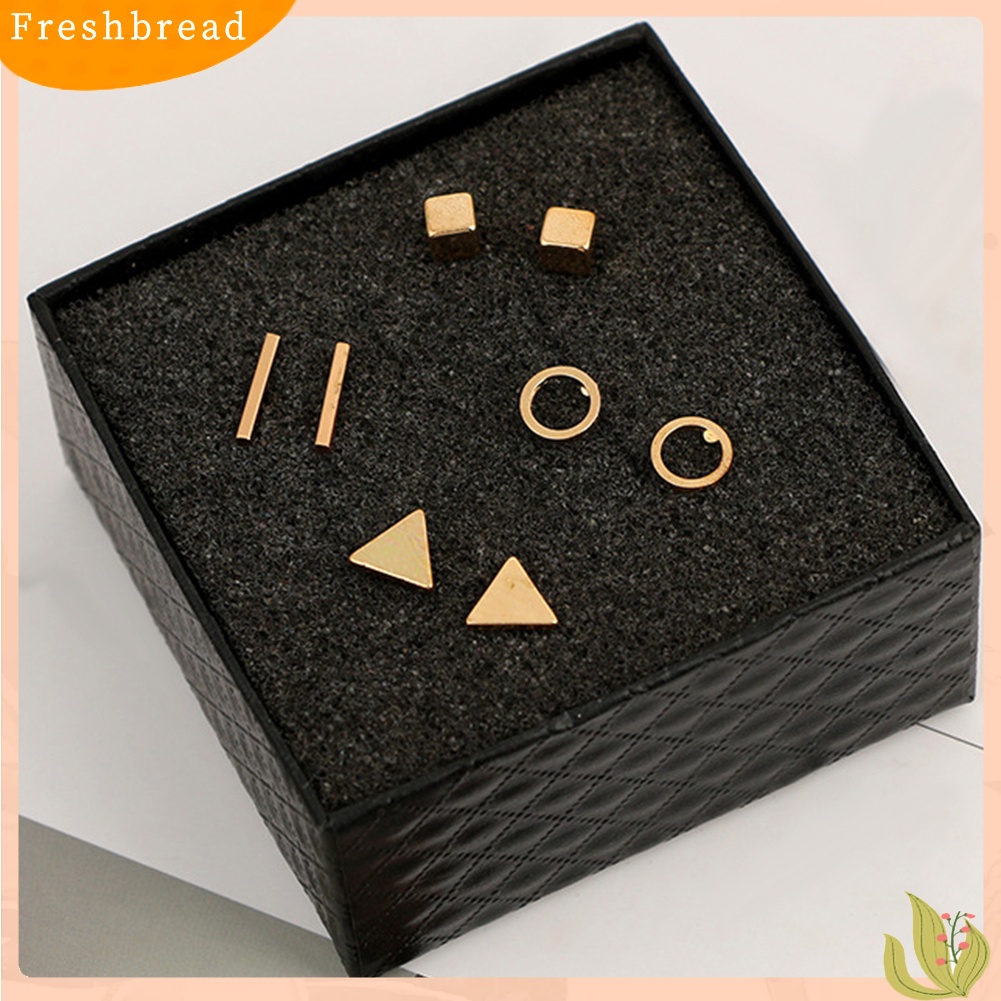 &lt; Freshbread &gt; 8Pcs/Set Mode Geometris Persegi Segitiga Lingkaran Telinga Stud Anting Wanita Hadiah