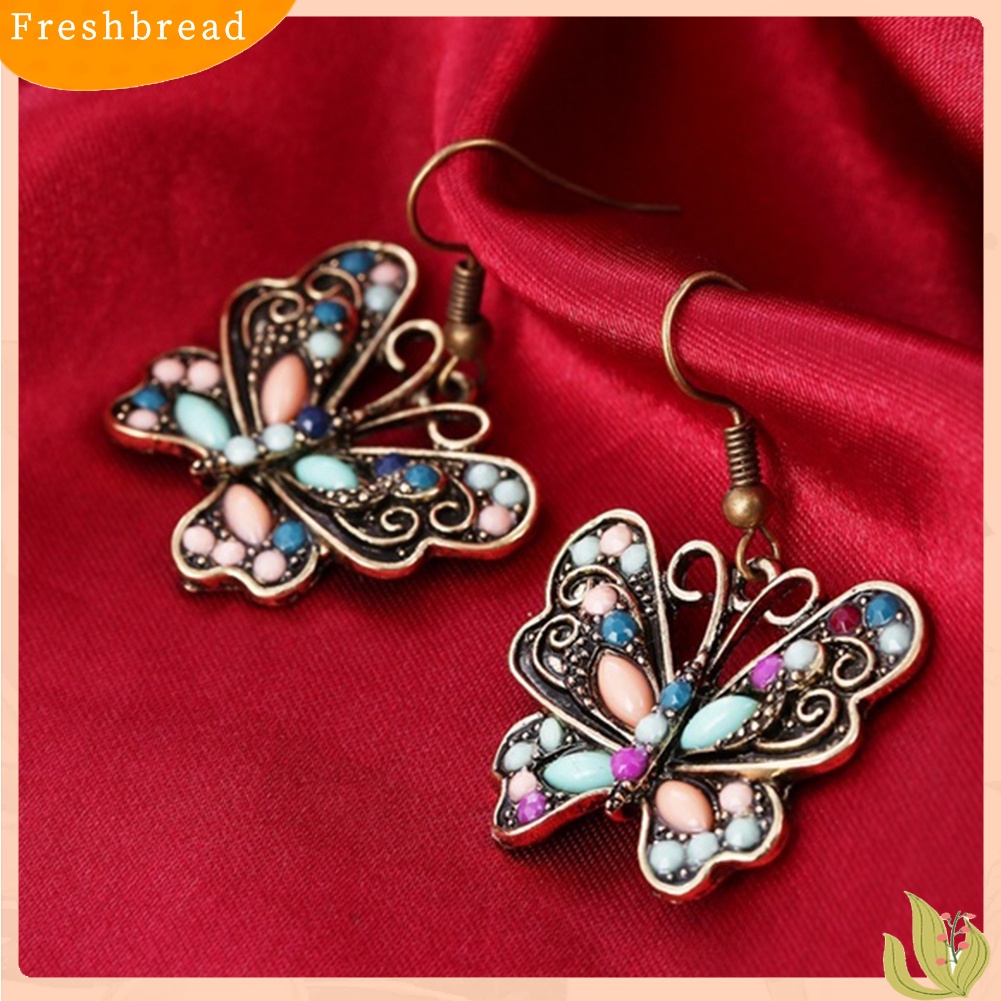 &lt; Freshbread &gt; Bohemian Wanita Kupu-Kupu Capung Berlian Imitasi Pesona Kait Anting Perhiasan Hadiah