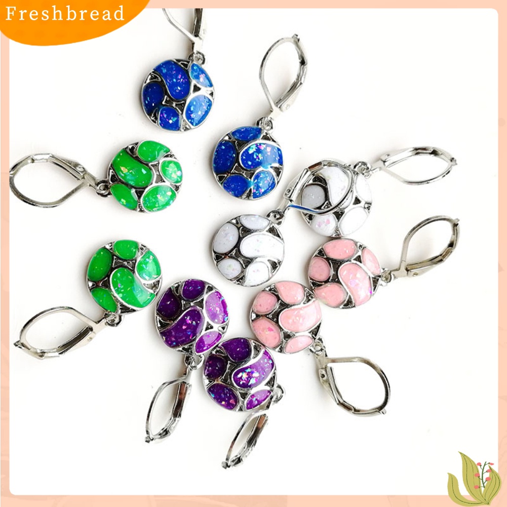 &lt; Freshbread &gt; Fashion Wanita Faux Opal Putaran Sepak Bola Menjuntai Leverback Earrings Perhiasan Hadiah