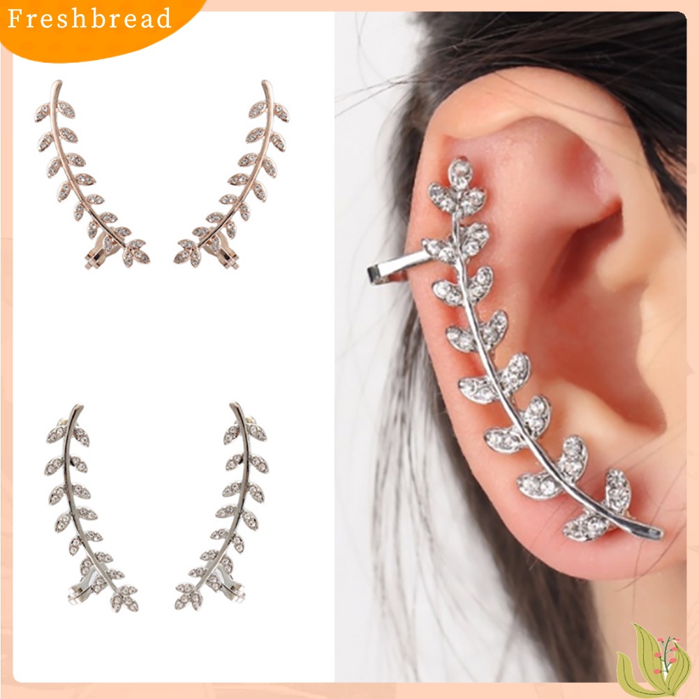 &lt; Freshbread &gt; Lady Mode Cabang Berlian Imitasi Pesona Stud Earrings Perhiasan Pernikahan Ear Jacket