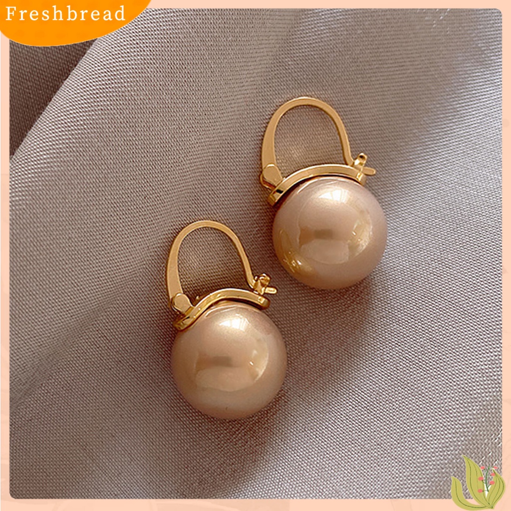 &lt; Freshbread &gt; 1pasang Anting Lady Drop Mutiara Imitasi Dikontrak Anting Menjuntai Geometris Vintage Elegan Untuk Hadiah