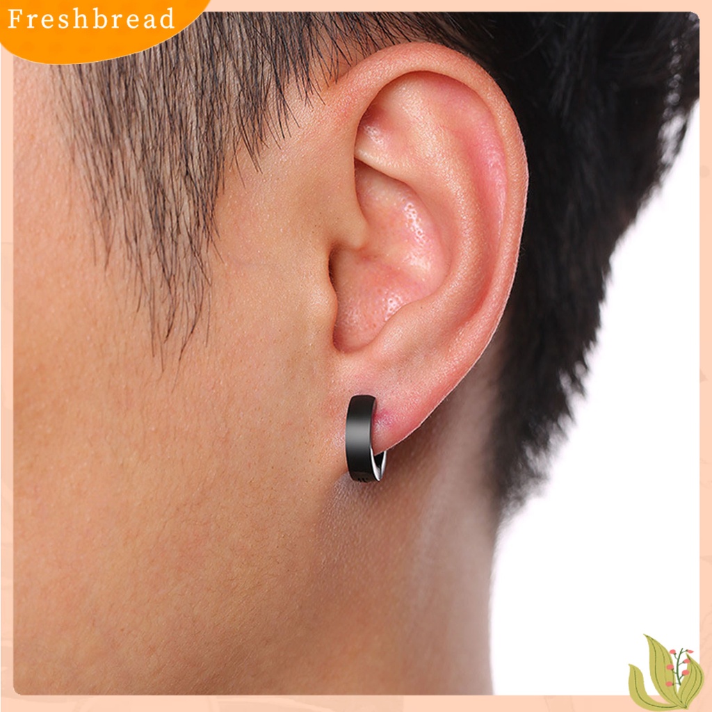 &lt; Freshbread &gt; 2Pcs Anting Huggie Anti-Alergi Anti-Oksidasi Stainless Steel Non-Piercing Earrings Ear Clip Untuk Pesta