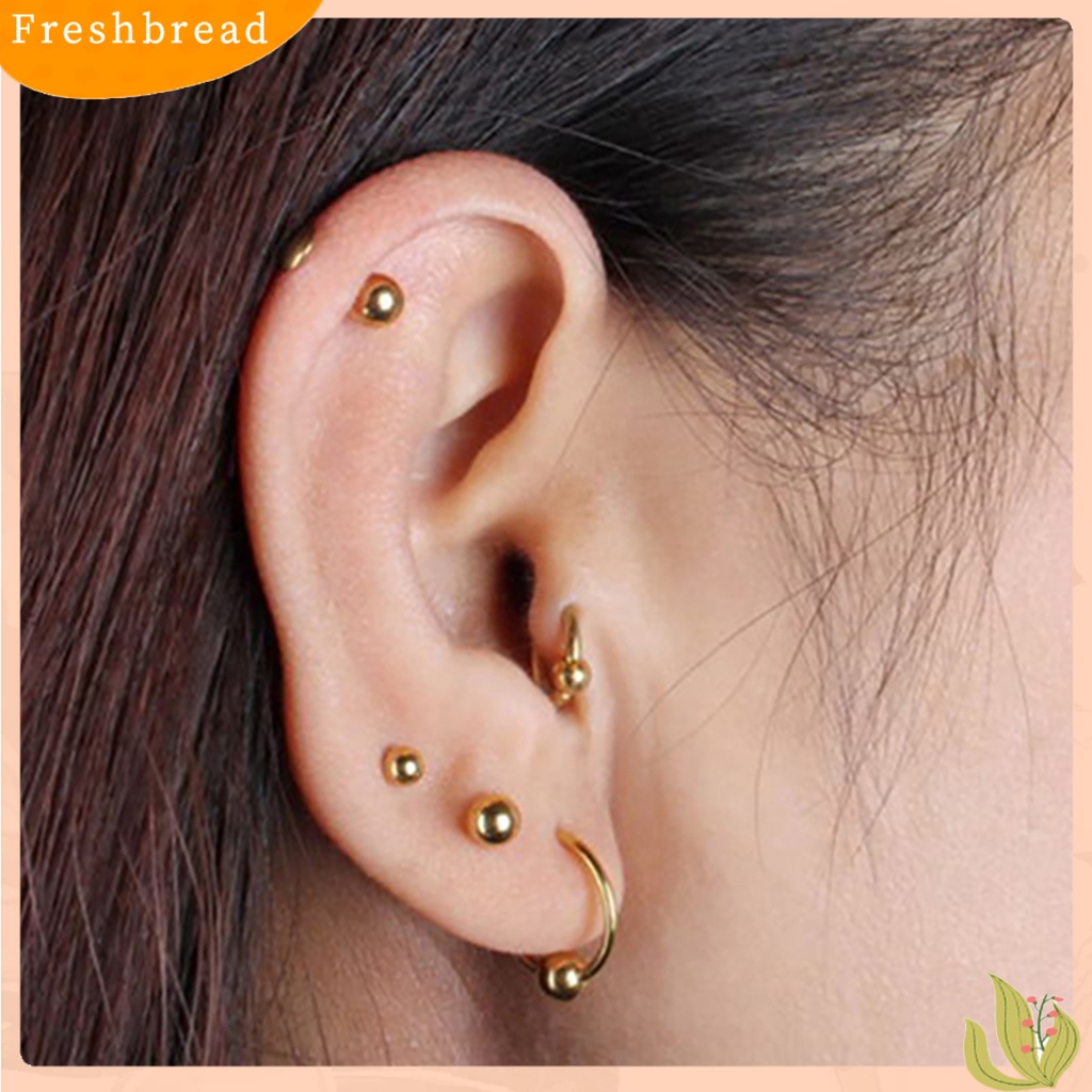 &lt; Freshbread &gt; Ear Studs Simple Easy Matching Titanium Steel Bentuk Barbel Anting Wanita Helix Tragus Untuk Pesta