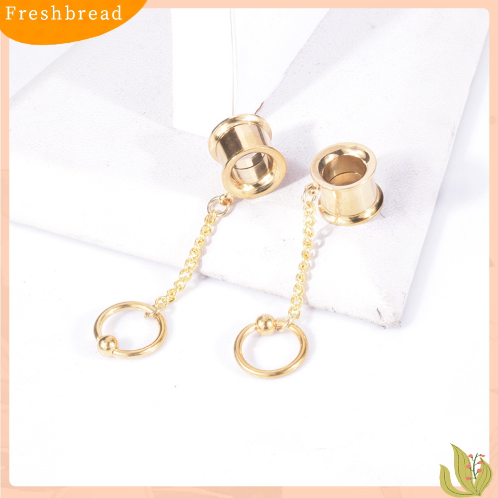 &lt; Freshbread &gt; 1Pc Wanita Cincin Rumbai Menjuntai Double Flare Ear Plug Tandu Piercing Perhiasan