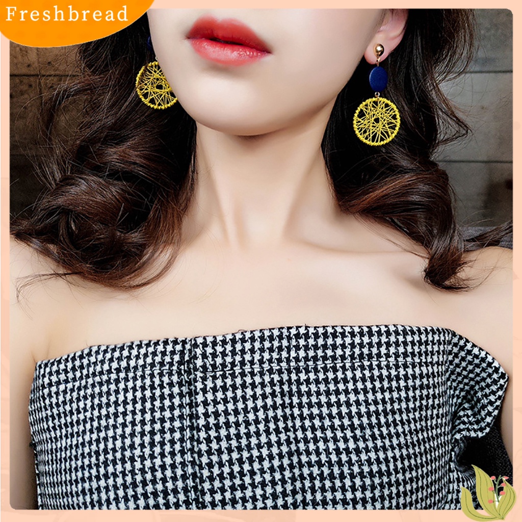 &lt; Freshbread &gt; 1pasang Kreatif Wanita Panjang Bulat Berongga Lingkaran Menjuntai Anting Club Pesta Perhiasan