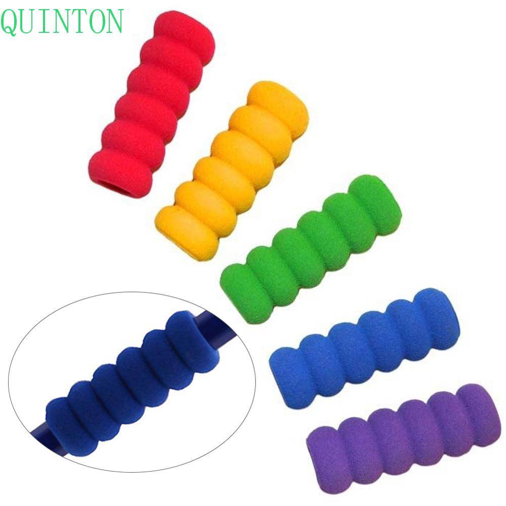 QUINTON School Stationery Pencil Grips Comfort Pencil Holder Pencil Cover Pencil Gripper Classics Non-slip Assorted Colors Writing Aid for Kids Soft Foam