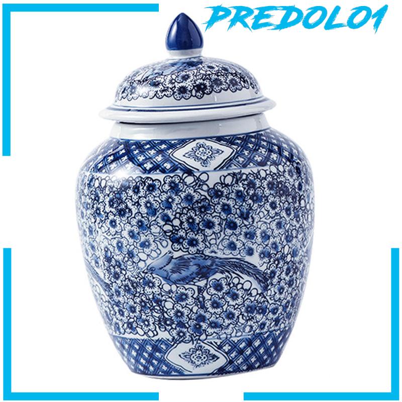 [Predolo1] Toples Jahe Porcelain Pot Rangkaian Bunga Glossy Dengan Tutup Untuk Hadiah Dekor