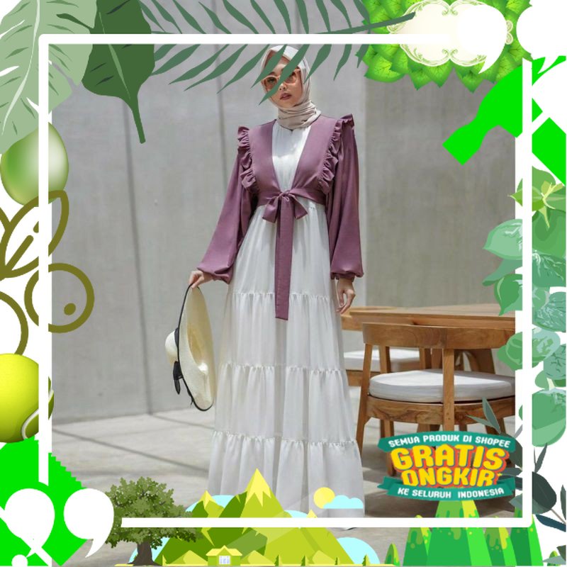 Setelan Baju Fashion Wanita Muslim Murah Setelan Kaira Setelan Gamis Dan Cardigan Gamis Lebaran 2pcs