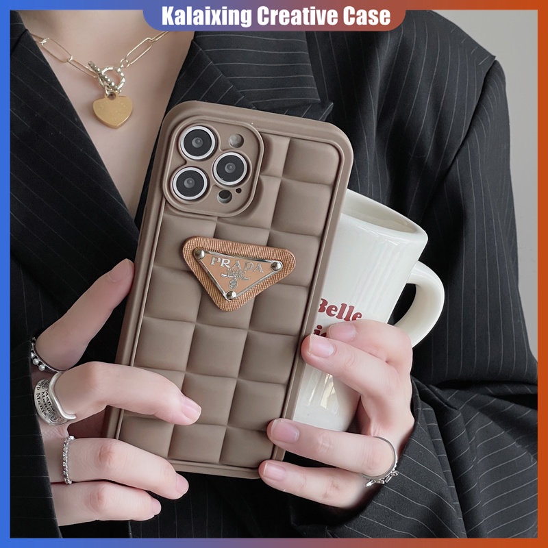 3d Prada Casing Kopi Susu Berbentuk Warna Soft Silicone Phone Case Untuk iPhone 14 Pro Max 14Plus 13 Pro Max 11 Xs Max Xr X Xs Soft Back Cover