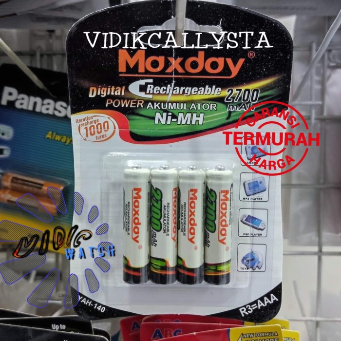 Batu Battery baterai A3 AAA Maxday 2700mAh Rechargeable Cas isi 4 PCS