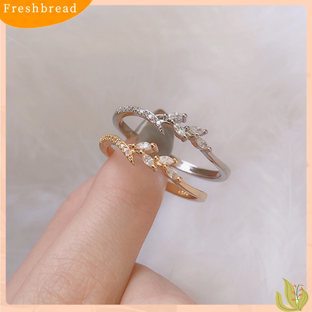 {In Stock} Fashion Wanita Bentuk Daun Marquise Cut Cubic Zircon Hias Jari Cincin Perhiasan