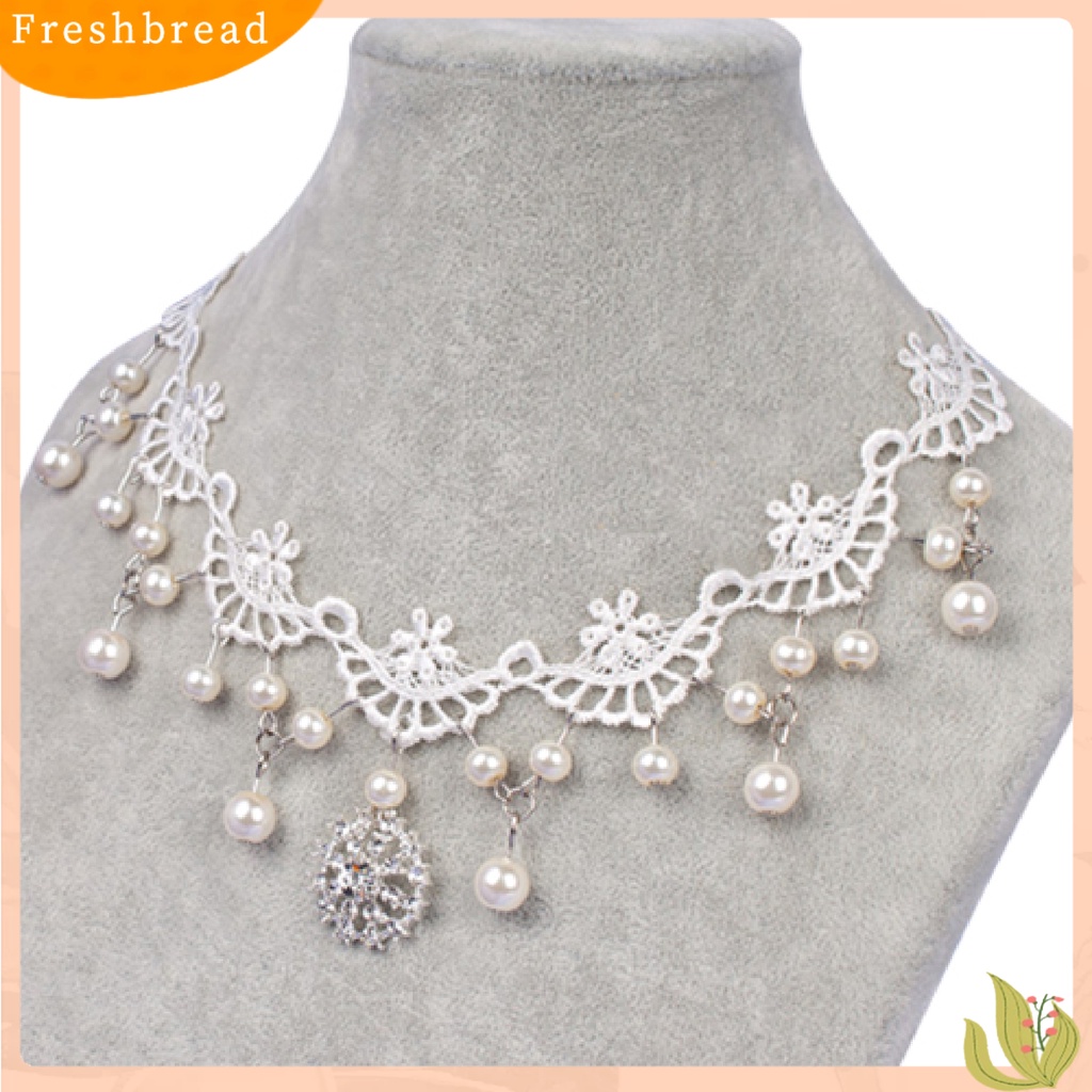 {In Stock} Kalung Hollow Mudah Dipakai Mutiara Imitasi Faux Pearl Sexy Gaya Rock Lace Choker Untuk Kehidupan Sehari-Hari