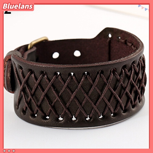 {In Stock} Bangle Kulit Kepang Lebar Gaya Punk Pria Wanita Retro Gelang Cuff Bracelet