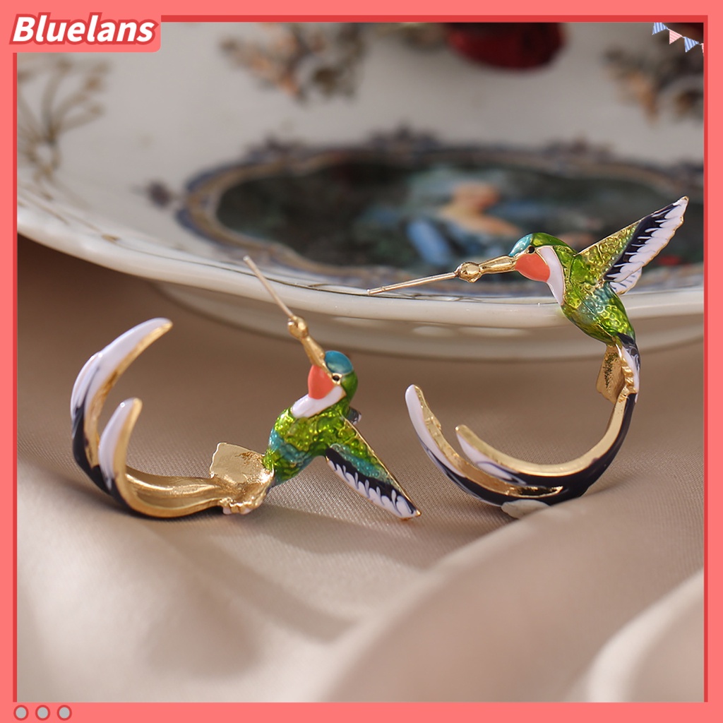 {In Stock} Cincin Telinga Hadiah Romantis Sempurna Aksesori Perhiasan Hummingbird Ear Studs Gift Untuk Ruang Tamu