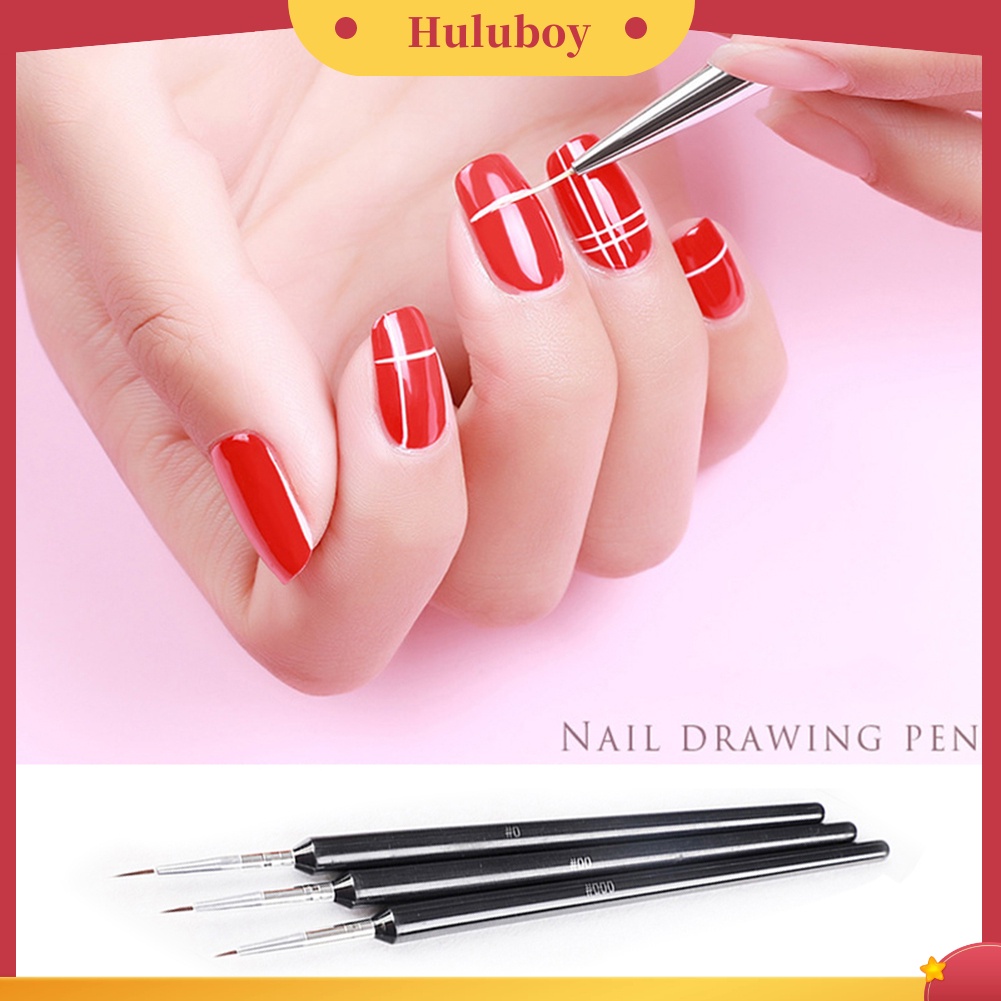 {In Stock} 3Pcs Kuas Lukisan Nail Art Kait Garis Tarik Bunga Pen Gel Extension
