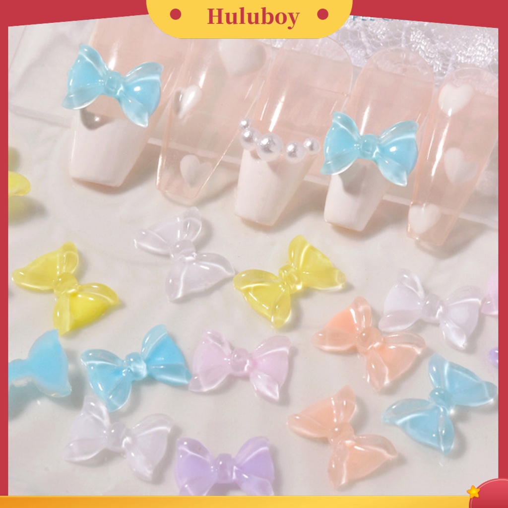 {In Stock} 50 Pcs Nail Art Perhiasan Indah Busur Pesona Aksesoris Berwarna Resin Nail Art Dekorasi Perlengkapan Kuku