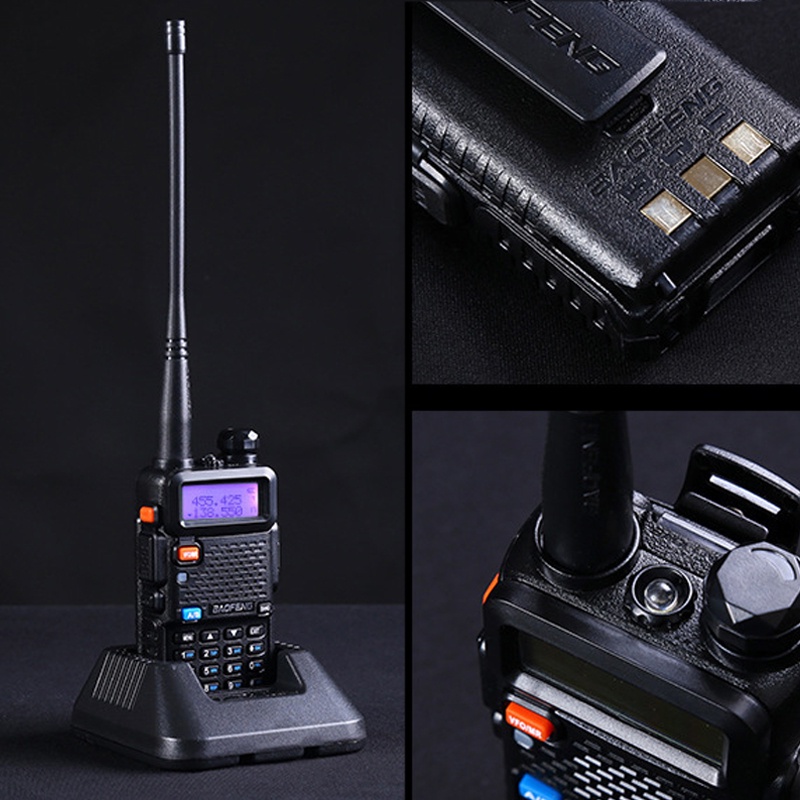 HT UV5R BAOFENG Walkie Talkie Dual Band 5W 128CH UHF+VHF handy talkie Original uv5r Two-Way Radio COD Walkie Talkie Konstruksi