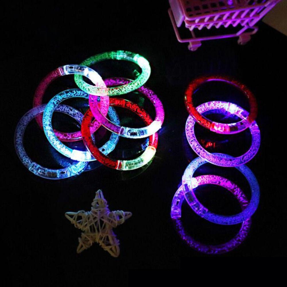 NEEDWAY Needway Flash Gelang Perlengkapan Pesta Warna-Warni Bercahaya Gelang Elektronik Led Flash Gelang Tali Pergelangan Tangan Glow In The Dark Mainan Anak Led Flash Color Bubble Bracelet