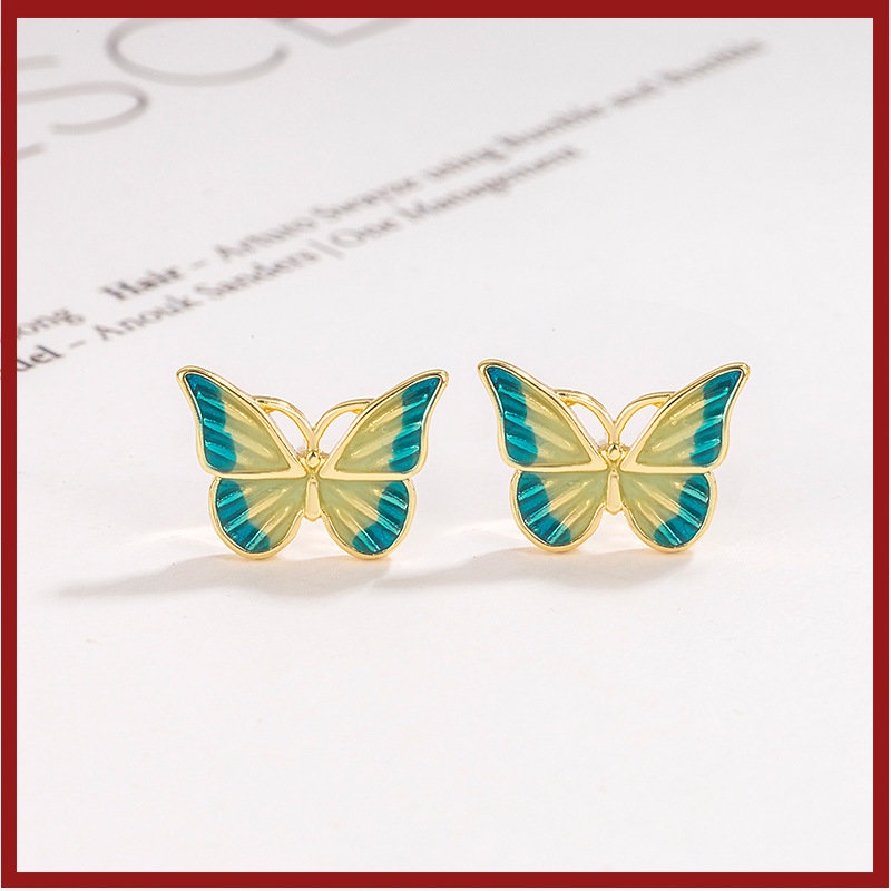 Giwang Kupu-Kupu Warna Enamel Gaya Lukisan Minyak Anting Halus Wanita U1202