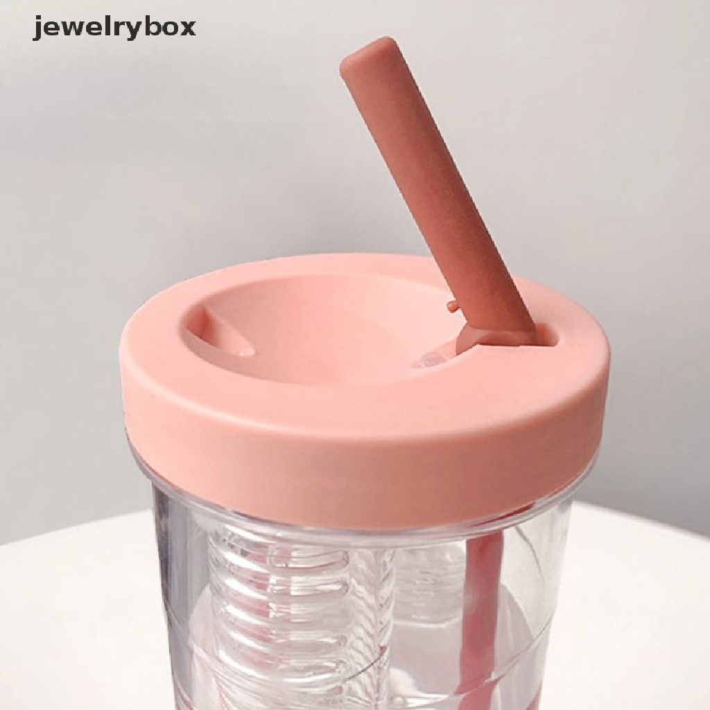 [jewelrybox] Botol Air Filter Buah Buahan Plastik 750ml Dengan Sedotan Gelas Air Sekolah Butik