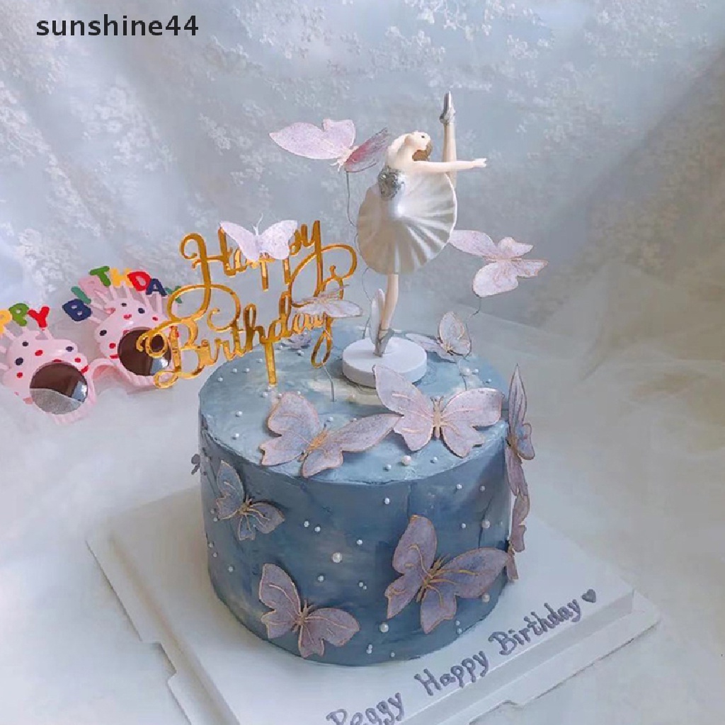 Sunshine 10Pcs Butterfly Cake Toppers Happy Birthday Hiasan Kue Dekorasi Pesta Pernikahan ID