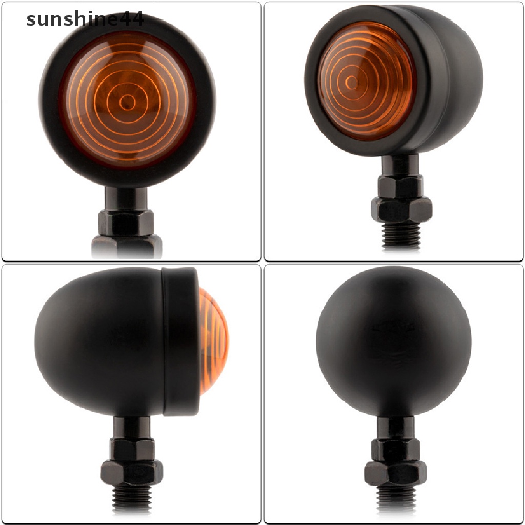 Sunshine 2PCS Hitam Lampu Indikator Sein Sepeda Motor Amber Lampu Blinker Headlight 12v Indicator lamp Peluru Chrome ID