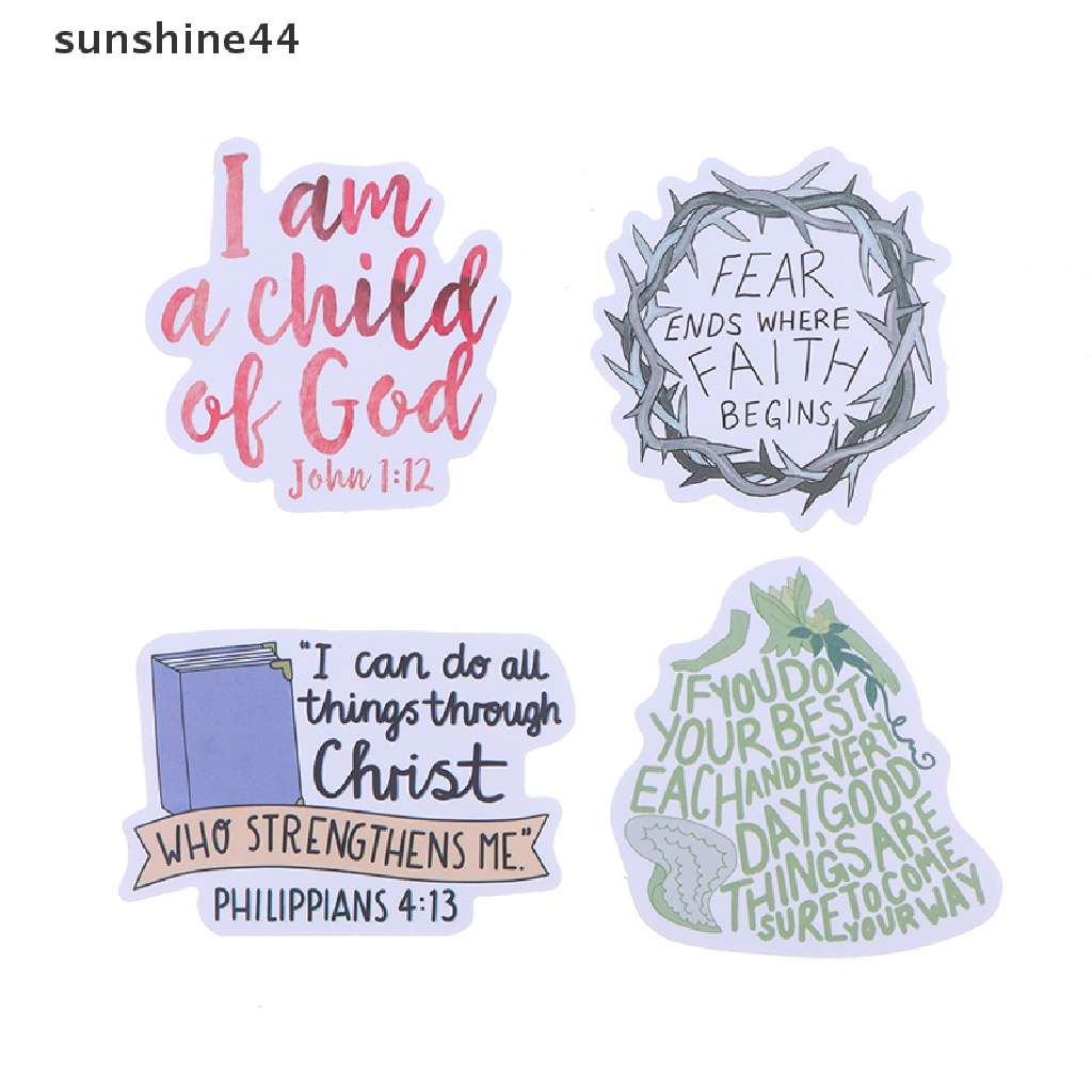 Sunshine 52pcs Ungkapan Yesus Kristen Kata Kata Agama Stiker Bible Sticker Decal ID