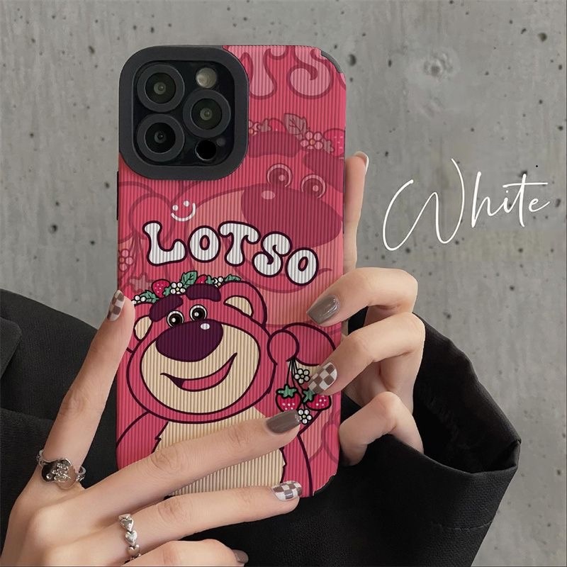 【LOTSO】Lamb Skin Cute Soft Case for IPhone 6S 7 Plus 8 Plus X XS XR XS Max iPhone 11 13 12 14 PRO Max ip 11 14 Plus Mini Lovely LOTSO Strawberry Bear Cartoon Toy Story