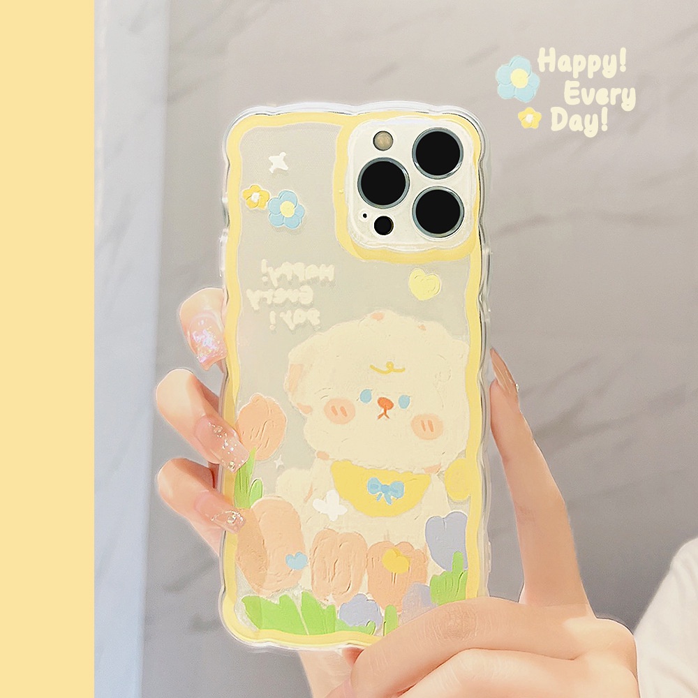 IPHONE Cover Casing Ponsel Bentuk Gelombang Anjing Bib Kecil Yang Lucu Untuk Iphone7 8 PLUS X XR XS 11 12 13 MINI PRO MAX SE 2020