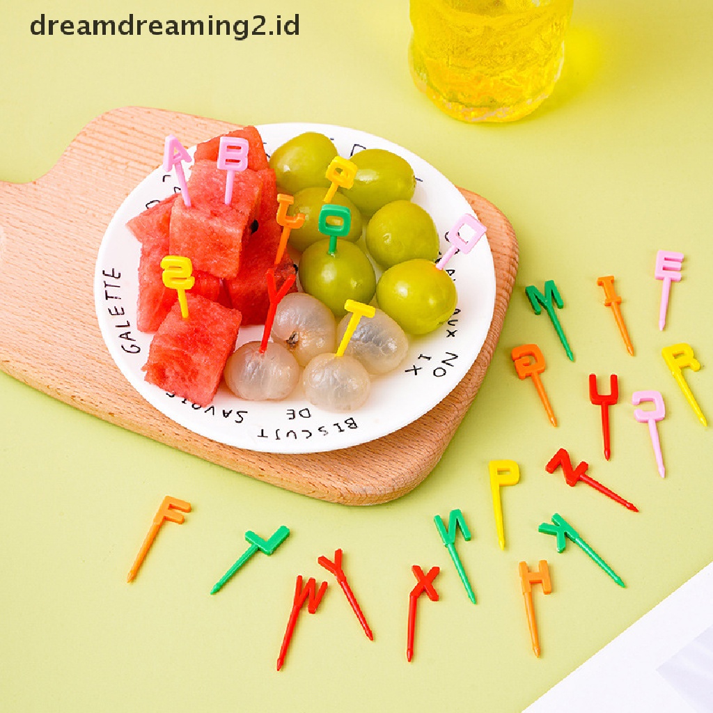 (hot) Bento Sayur Periuk Lucu Mini Anak Alphabet Fruit Forks Tusuk Gigi//