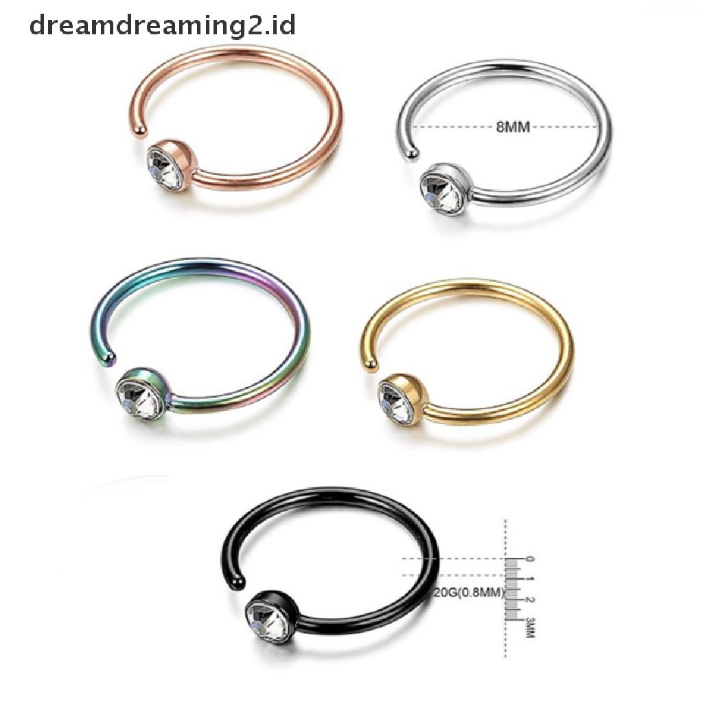 (hot) 1pc Fashion Steel Nostril Nose Hoop Untuk Wanita Stud Ring Clip on Palsu//