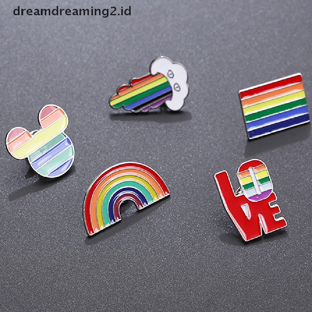 (hot) Enamel Bendera Hujan Bros Enamel Pin Lucu Jantung Bros Lencana Ransel//