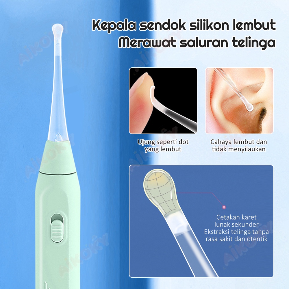 Aikoky 3 PCS Pembersih Telinga / Hidung Bayi / Korek Kuping Bayi Led Silicon