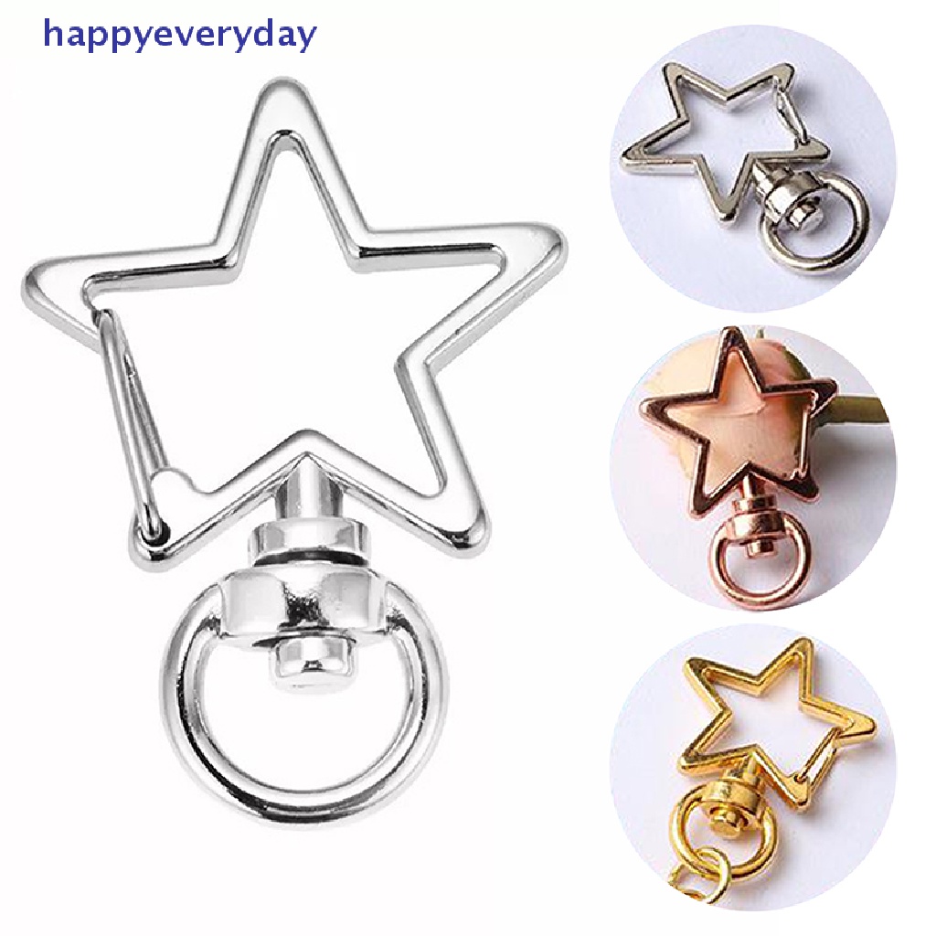 [happy] 10pcs New Star Hollow Key Chain Gantungan Kunci Gantungan Kunci Aksesoris DIY Lobster Clasp [ID]