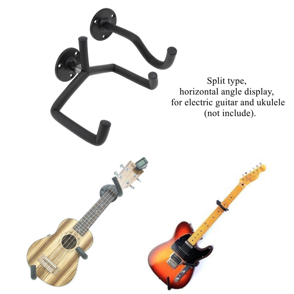 Bracket Holder Ukulele Gitar Elektrik Horizontal Tempel Dinding Dengan Set Sekrup, Gantungan Tipe Split Tahan Lama