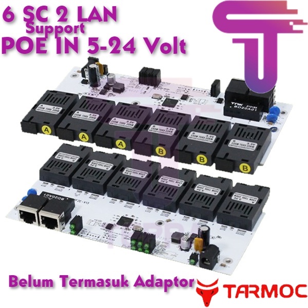 Tarmoc TMC-6SC2E-3A3B-P|6FO 2Lan 10/100 POE(5-24V) Media Converter PCB