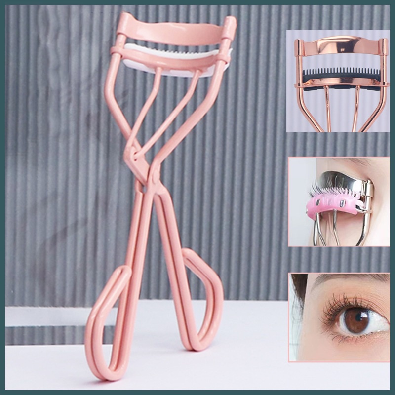 MAANGE Pink Eyelash Curler with Eyelash Comb Handheld Long Lasting Metal Eyelash Curler Clip Big Eye Cosmetic Tools Women Acces