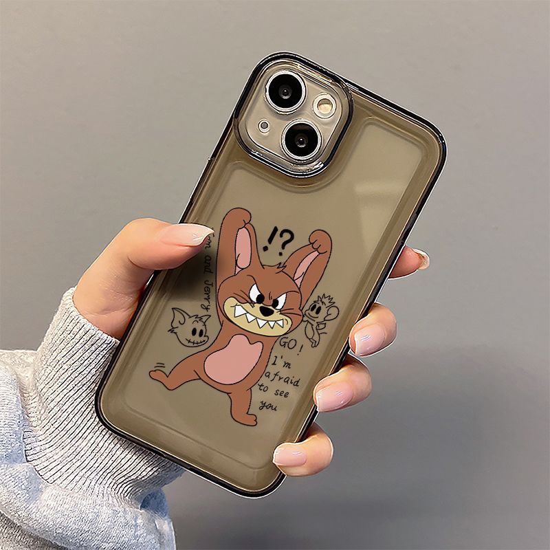 IPHONE Soft Shockproof Case Kompatibel Untuk Iphone11 14 13 12 Pro XS Max X Xr7 +8 6 6S Plus Casing Lucu Hitam TPU Unik Tombol Cover Pelindung Kamera