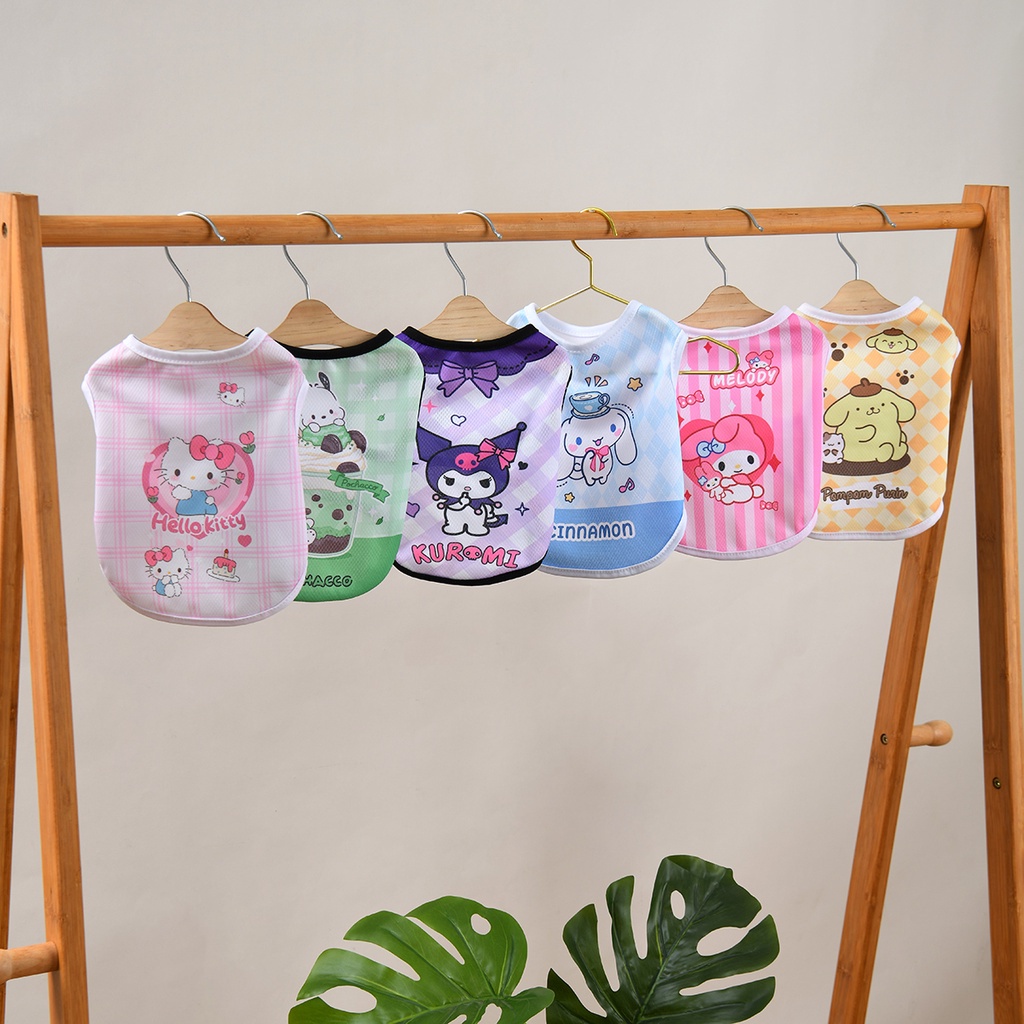 Pet Lucu Tank Top Kucing Dan Anjing Musim Panas Pakaian Keren Seri Sanrio Pakaian Bernapas
