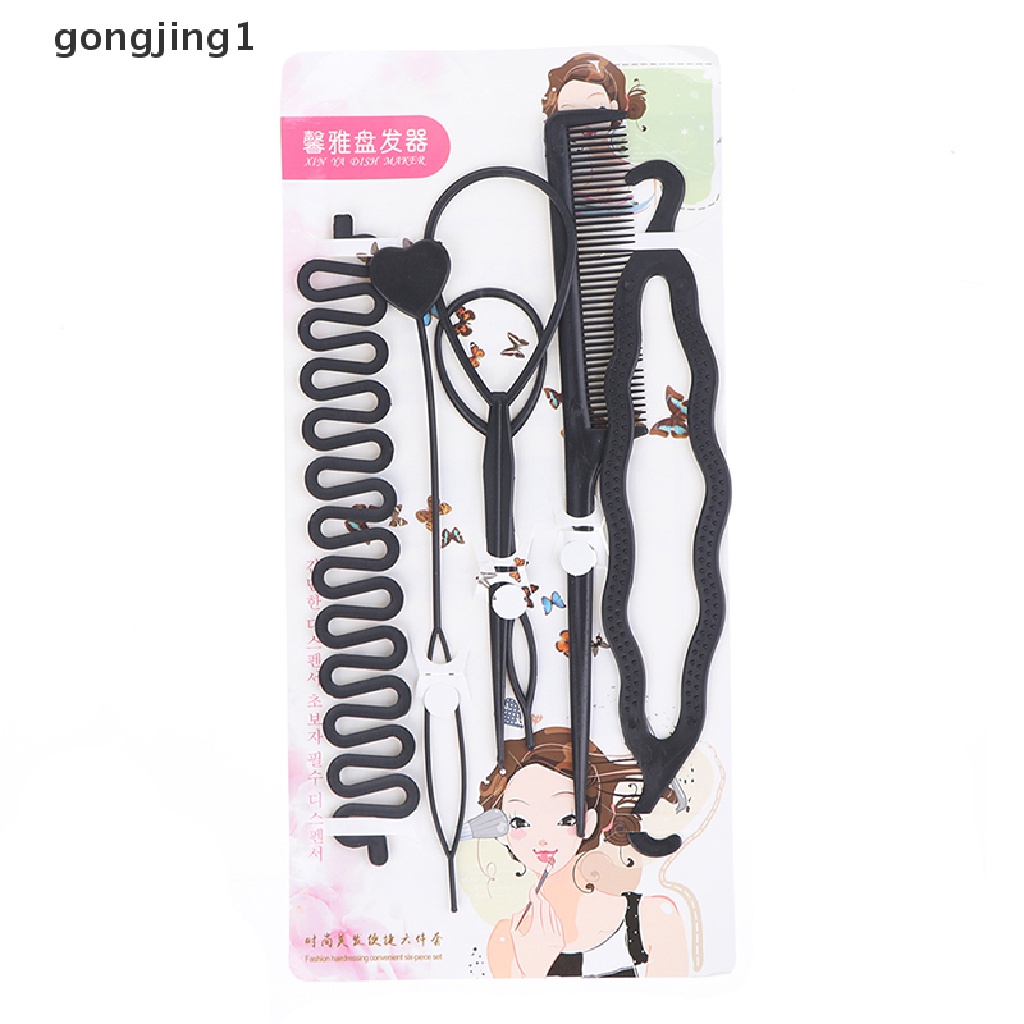 Ggg 6pcs/set Alat Mengepang Gaya Rambut Tarik Melalui Rambut Disk Sisir Rambut ID