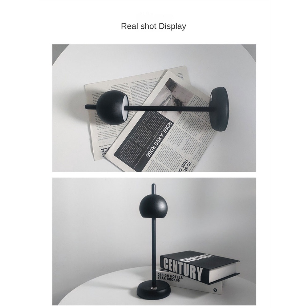 Lampu Meja Bundar LED, Kepala Besi Tanpa Kabel Sensor Sentuh Lampu Meja Pelindung Mata Tiga Gigi Peredupan Dekorasi Kamar Tidur