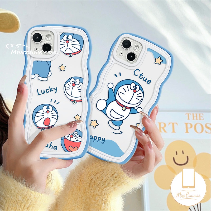 Kartun Doraemon Case Redmi 10A 12C 9A 10C 9a1 10 9T A1+9C NFC Redmi Note8 11 10s 9s 11s 9 10 11Pro 10Pro Max POCO M3 X3 NFC Pro Mi 11T Pro Wavy Edge Cute Cat Soft Sarung Tpu