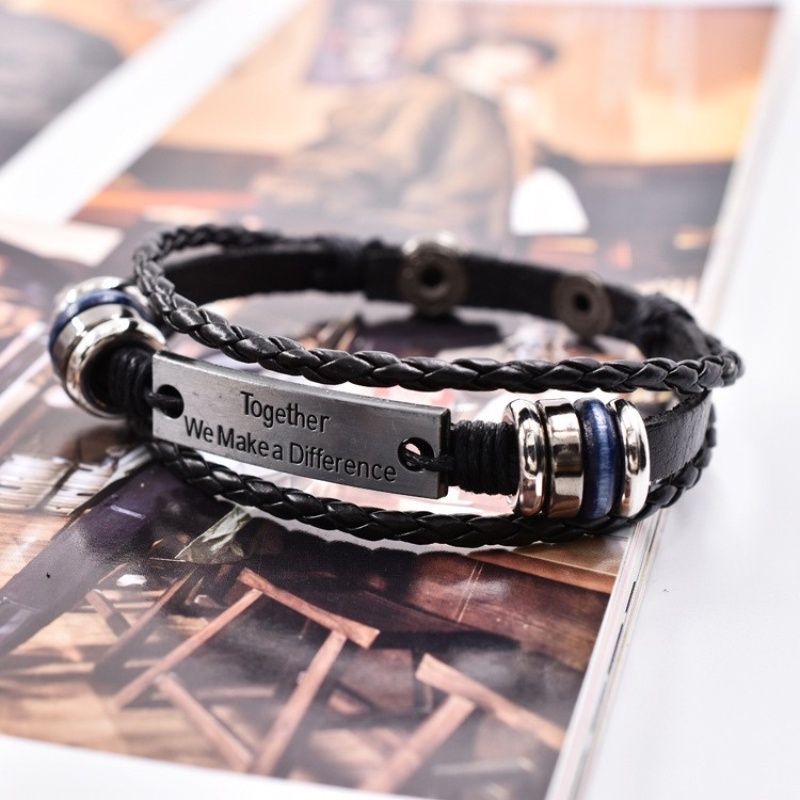 [Z H Perhiasan] Vintage Pasangan Manik-Manik Gelang Kulit Pria Dan Wanita Fashion Stainless Steel Multilayer Gelang Punk Pesta Rock Perhiasan Aksesoris