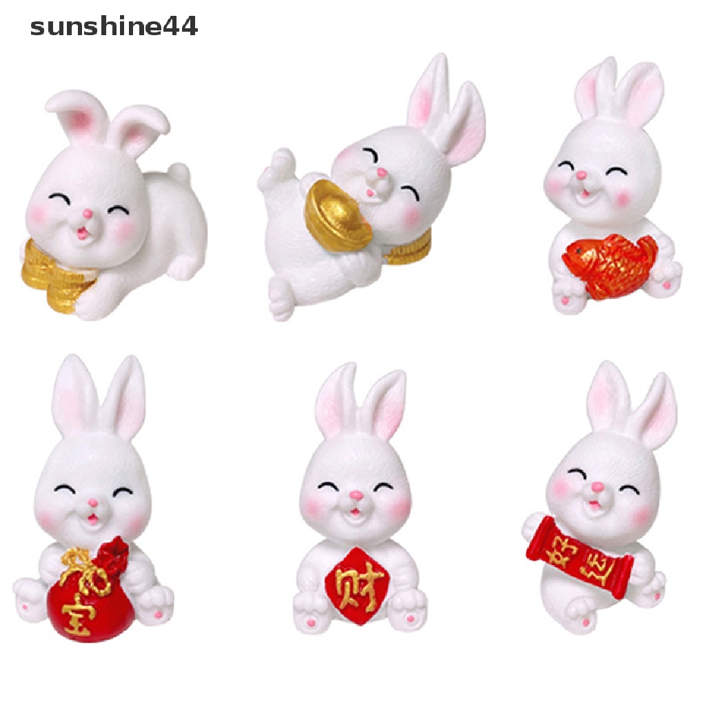 Sunshine 1Pc Lucu Kartun Kelinci Putih Mikro Lanskap Resin Dekorasi Kerajinan Berkebun ID