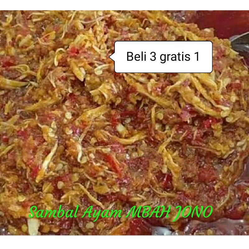 

Sambal Ayam MBAH JONO,150g.promo beli 3 gratis 1