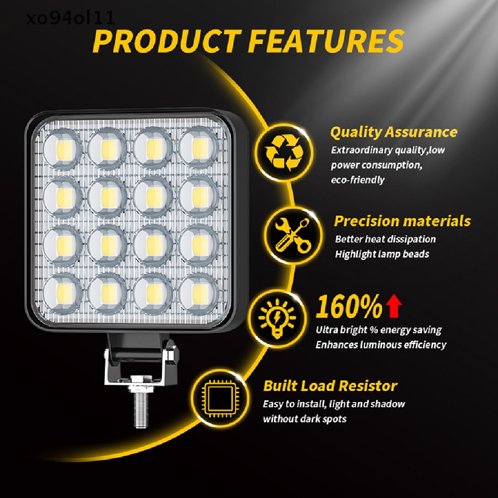 Xo Lampu Kerja LED Mobil 48w DC 12/24volt 6000K Putih Universal Truck Auto Bulbs OL