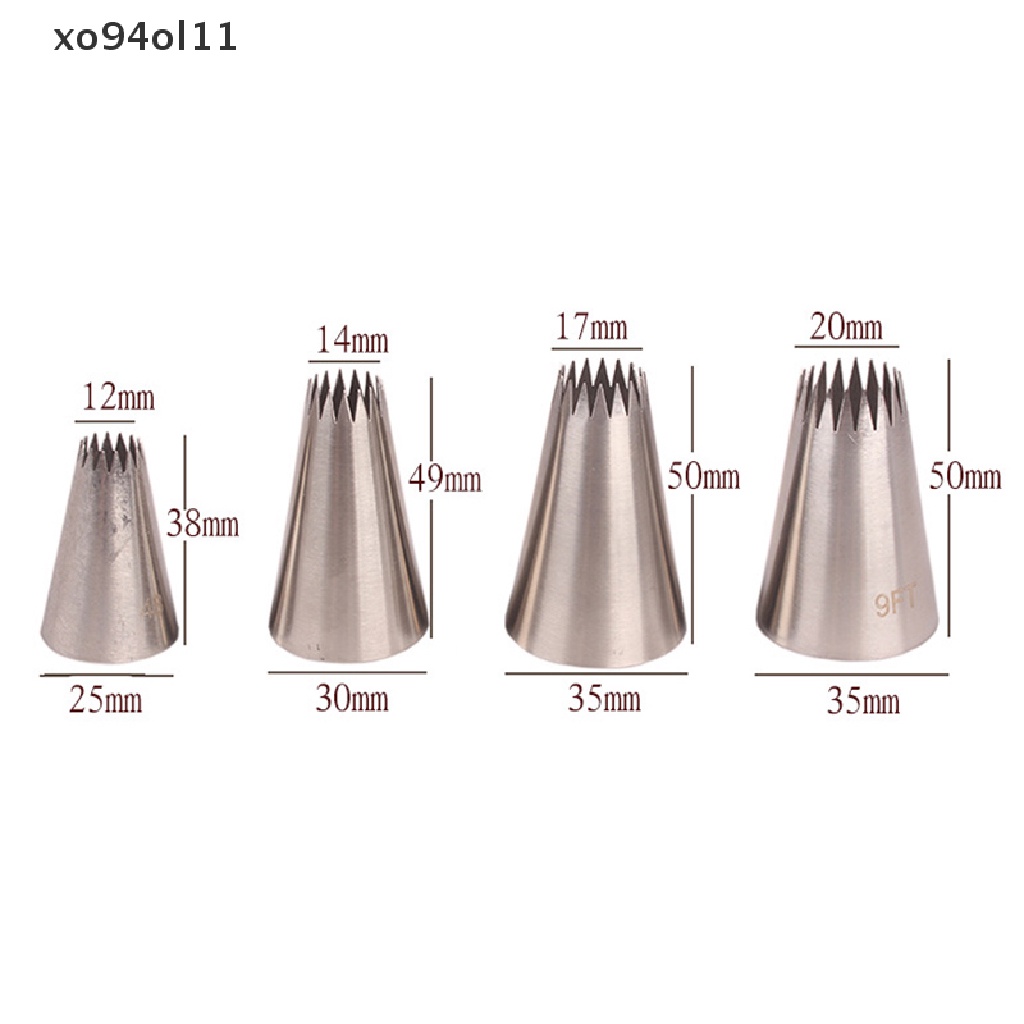 Xo 4PCs Besar Icing Piping Nozzle Kue Baking Cookie Cupcake Piping Nozzle Dekorasi OL