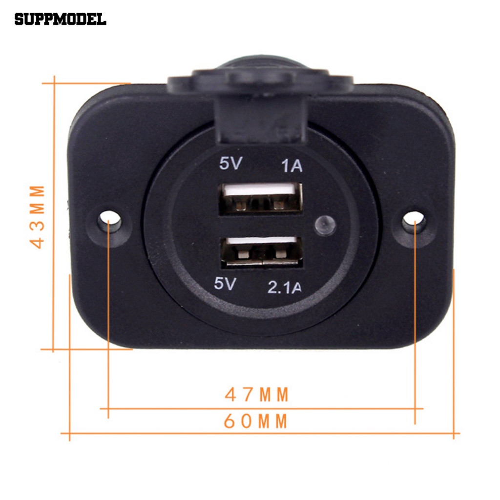 Suppmodel Colokan Charger Mobil Tahan Air Untuk Perahu 5V 3.1A Soket Adaptor Daya Ponsel USB Ganda Universal
