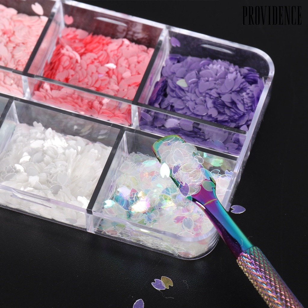 Providence 1kotak Nail Art Sequin Shining Easy Paste Indah Permukaan Halus Tipis DIY Nail Art Tangan Kecantikan Cherry Blossom Kelopak Nail Art Ornamen Manicures Stuff