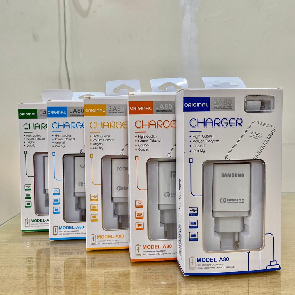 Charger Branded A80 3.8A Micro USB Samsung Oppo Realme Vivo Xiaomi oem